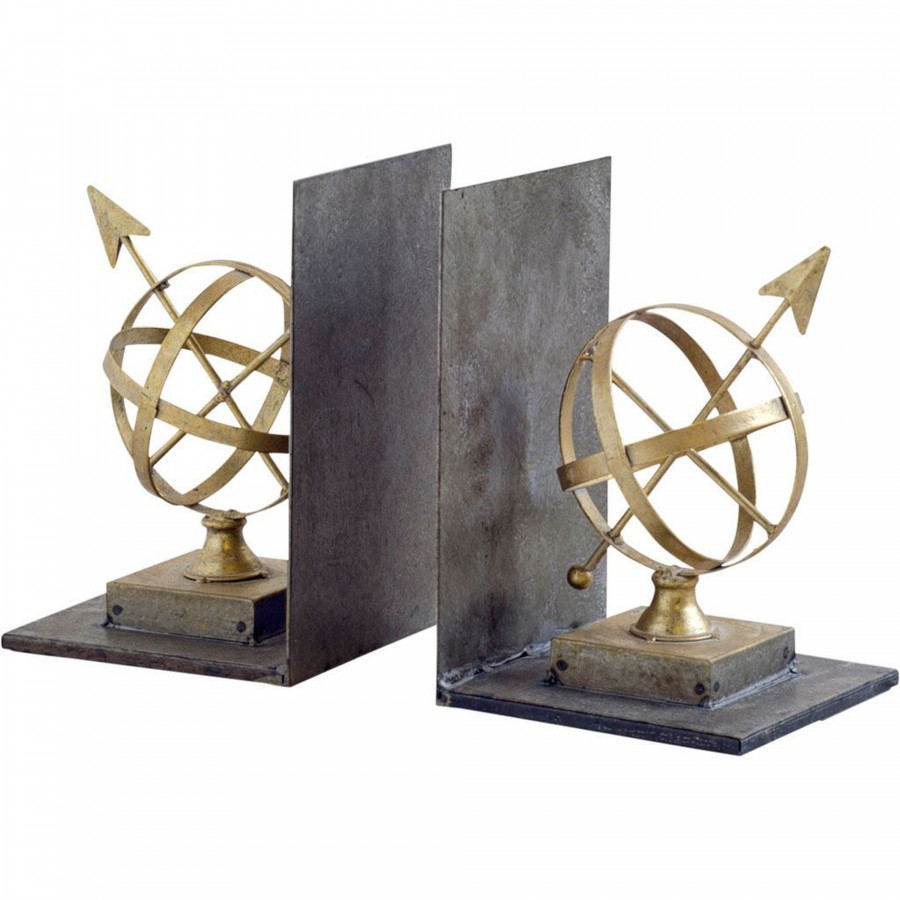 Mercana - Virdal 13L x 6W Gold Metal Sphere Sculpture Bookends (Set of 2)