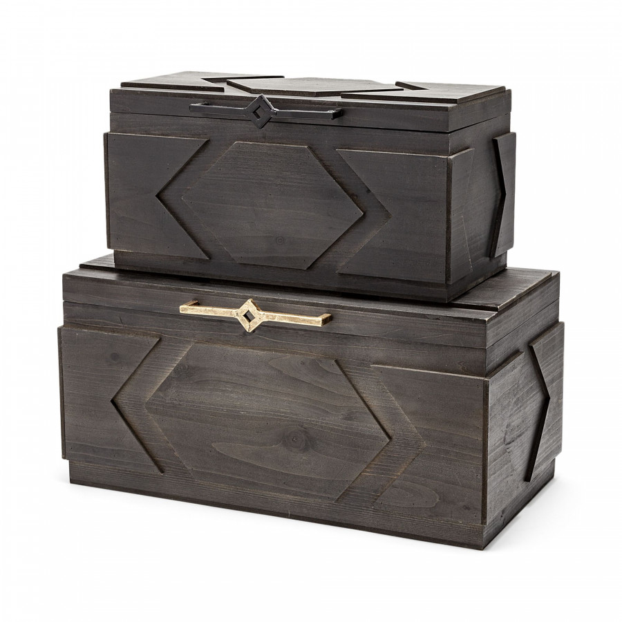 Mercana - Cassia Brown Wooden Boxes (Set of 2)