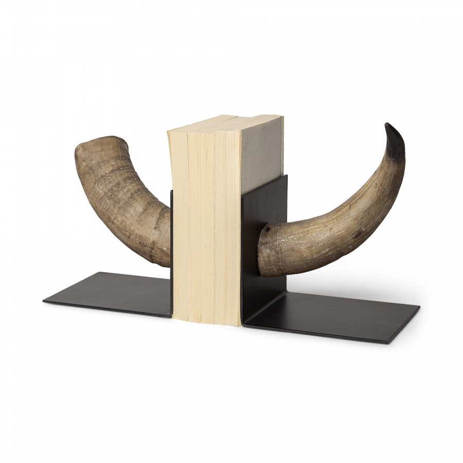 Mercana - Nickerson 6L x 7W Bull Horn Bookends (Set of 2)