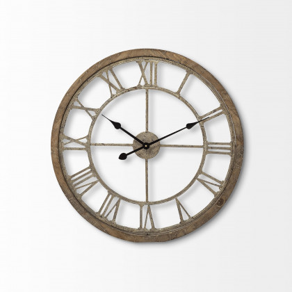 Mercana Mething 25" Farmhouse Wall Clock - Light Brown