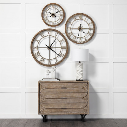 Mercana Mething 25" Farmhouse Wall Clock - Light Brown