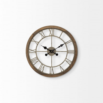 Mercana Mething 19" Farmhouse Wall Clock - Light Brown