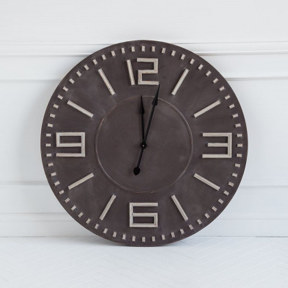 Mercana Devonshire II 42" Round Oversize Industrial Wall Clock - Dark Brown