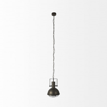 Mercana - Zaio Weathered Antique Gold Metal Caged Bulb Pendant Light