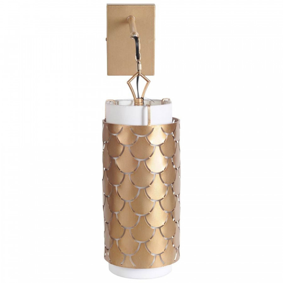 Mercana Brasseur IV 10.5x22 Metal Fish Scale Wall Sconce - Gold