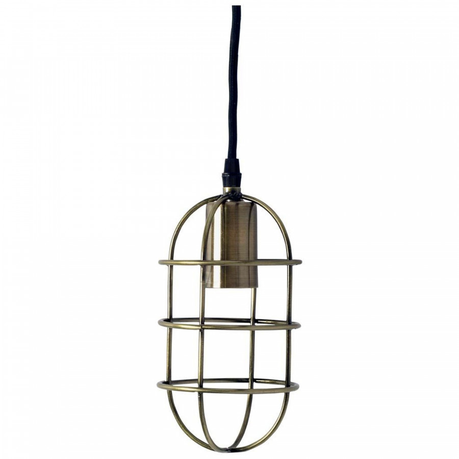Mercana - Hines I Antiqued-Brass Metal Cage Pendant Light