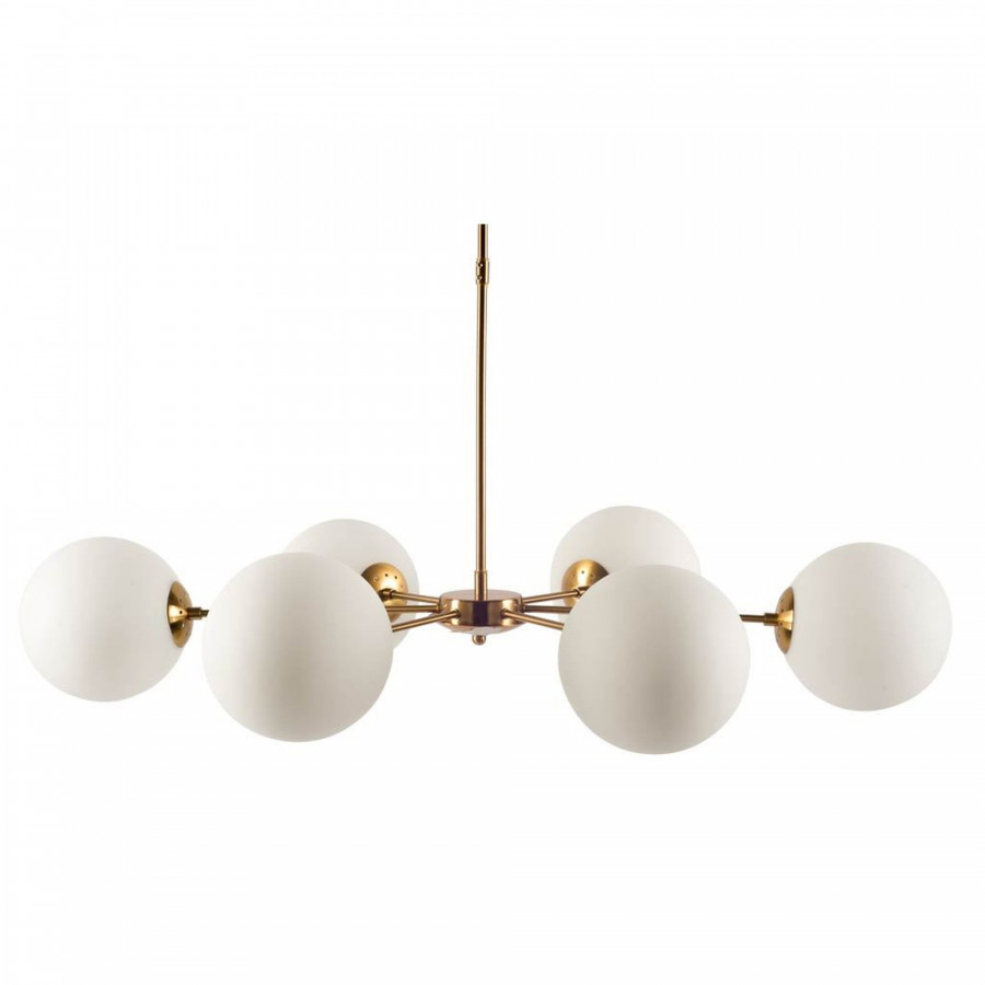 Mercana - Lahey Gold Multi-Arm with Frosted Glass Globe Six Bulb Chandelier