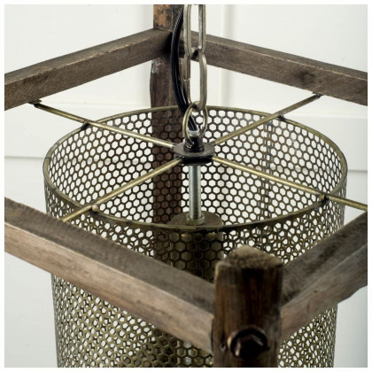 Mercana - Keppler Perforated Metal and Wood Pendant Light