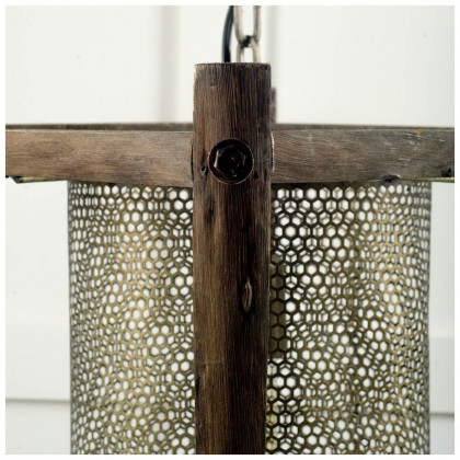 Mercana - Keppler Perforated Metal and Wood Pendant Light