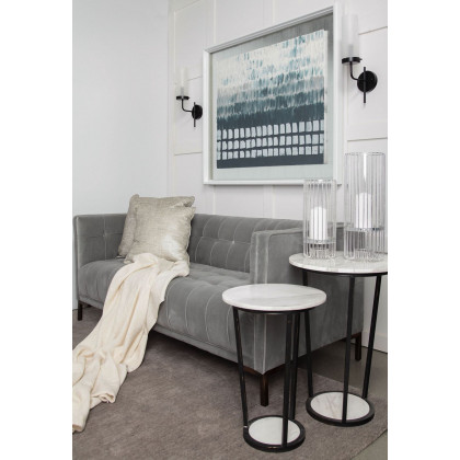Mercana Bombola Round Small Accent Table with Black Metal Frame - White