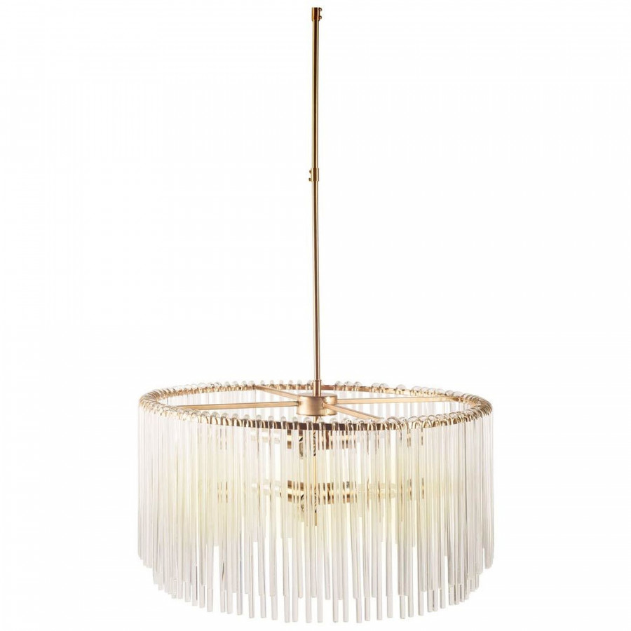 Mercana - Elsa Clear Glass and Gold Metal Frame Six Bulb Chandelier