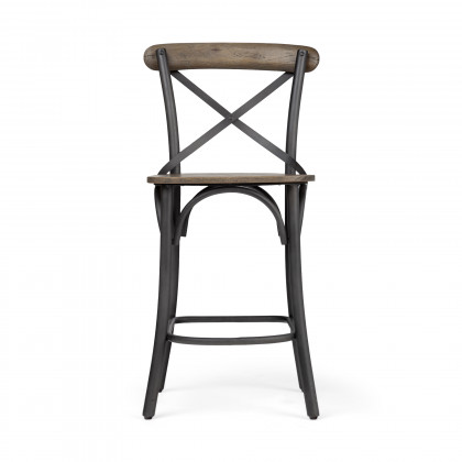 Mercana Etienne Wood Seat Bar/Counter Stool - Black, Metal