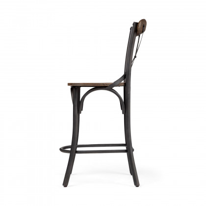 Mercana Etienne Wood Seat Bar/Counter Stool - Black, Metal