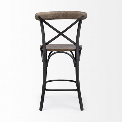 Mercana Etienne Wood Seat Bar/Counter Stool - Black, Metal