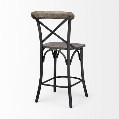 Mercana Etienne Wood Seat Bar/Counter Stool - Black, Metal