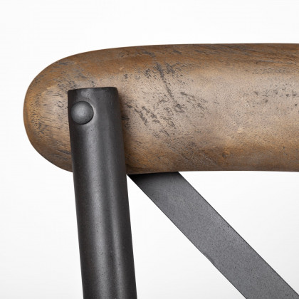 Mercana Etienne Wood Seat Bar/Counter Stool - Black, Metal