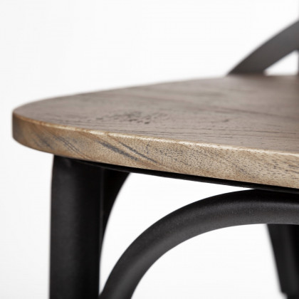 Mercana Etienne Wood Seat Bar/Counter Stool - Black, Metal