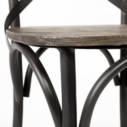 Mercana Etienne Wood Seat Bar/Counter Stool - Black, Metal