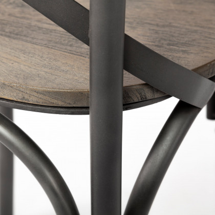 Mercana Etienne Wood Seat Bar/Counter Stool - Black, Metal