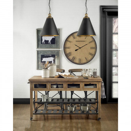 Mercana Etienne Wood Seat Bar/Counter Stool - Black, Metal