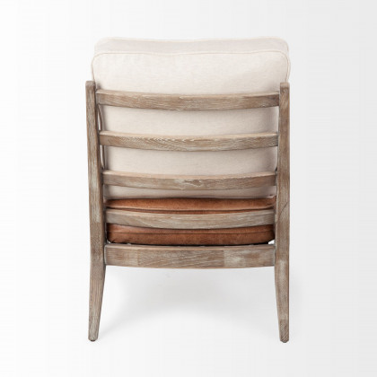 Mercana Harman Leather Accent Chair - Brown/Cream, Wood