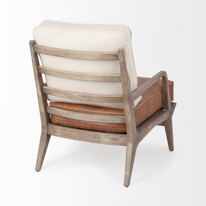 Mercana Harman Leather Accent Chair - Brown/Cream, Wood