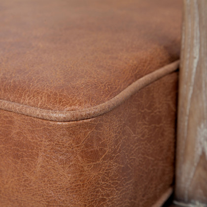 Mercana Harman Leather Accent Chair - Brown/Cream, Wood
