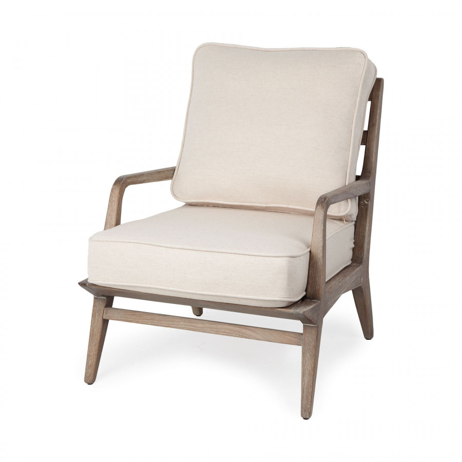 Mercana Harman Upholstered Accent Chair - White, Wood