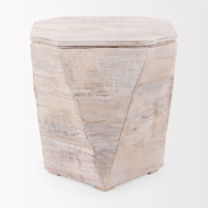 Mercana Esagono End Table with Storage - Whitewash