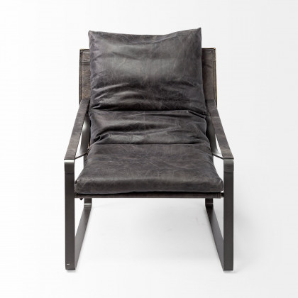 Mercana Hornet Leather Accent Chair - Black, Fabric