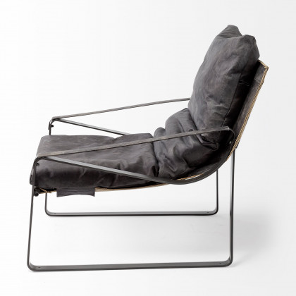 Mercana Hornet Leather Accent Chair - Black, Fabric