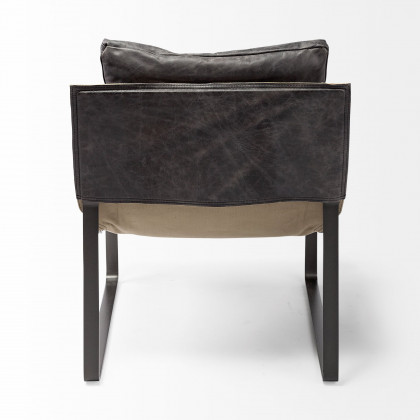 Mercana Hornet Leather Accent Chair - Black, Fabric