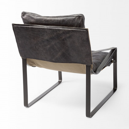 Mercana Hornet Leather Accent Chair - Black, Fabric