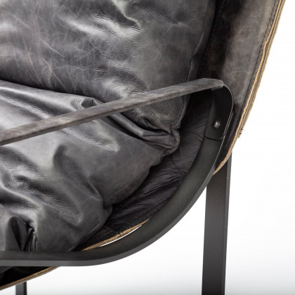 Mercana Hornet Leather Accent Chair - Black, Fabric