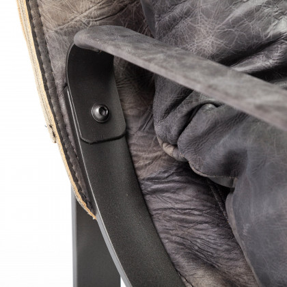Mercana Hornet Leather Accent Chair - Black, Fabric
