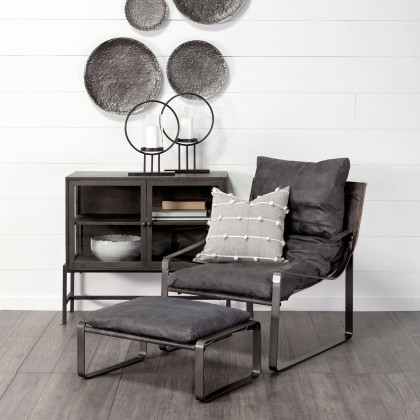 Mercana Hornet Leather Accent Chair - Black, Fabric