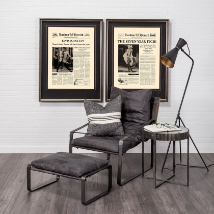 Mercana Hornet Leather Accent Chair - Black, Fabric