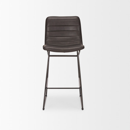 Mercana Meritt Leather Seat Bar/Counter Stool - Black, Metal