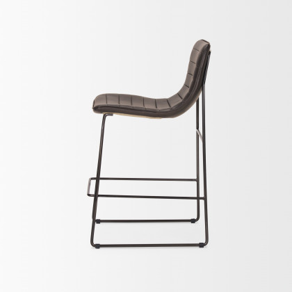 Mercana Meritt Leather Seat Bar/Counter Stool - Black, Metal