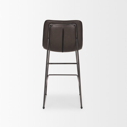Mercana Meritt Leather Seat Bar/Counter Stool - Black, Metal