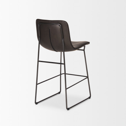 Mercana Meritt Leather Seat Bar/Counter Stool - Black, Metal