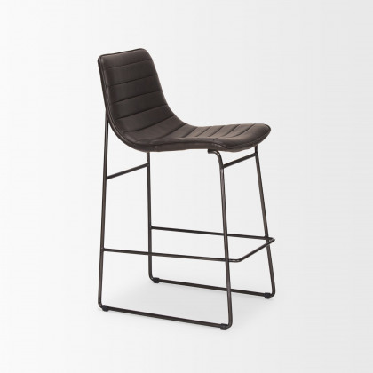 Mercana Meritt Leather Seat Bar/Counter Stool - Black, Metal