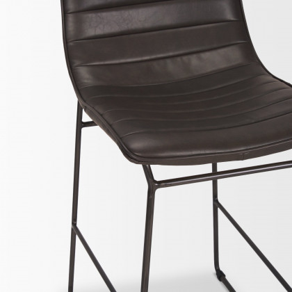 Mercana Meritt Leather Seat Bar/Counter Stool - Black, Metal