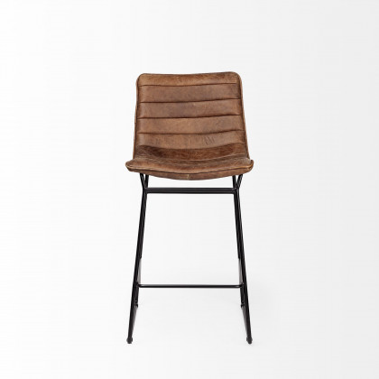 Mercana Meritt Leather Seat Bar/Counter Stool - Brown, Metal