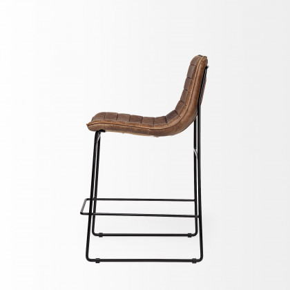 Mercana Meritt Leather Seat Bar/Counter Stool - Brown, Metal