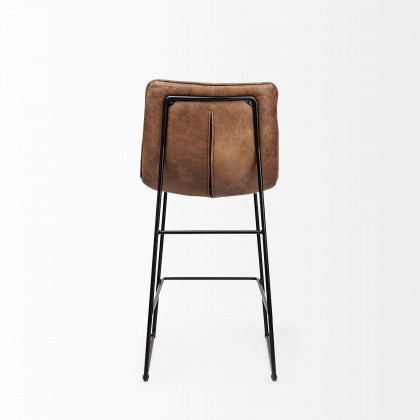 Mercana Meritt Leather Seat Bar/Counter Stool - Brown, Metal