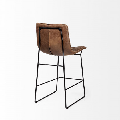 Mercana Meritt Leather Seat Bar/Counter Stool - Brown, Metal