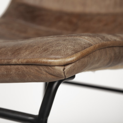 Mercana Meritt Leather Seat Bar/Counter Stool - Brown, Metal