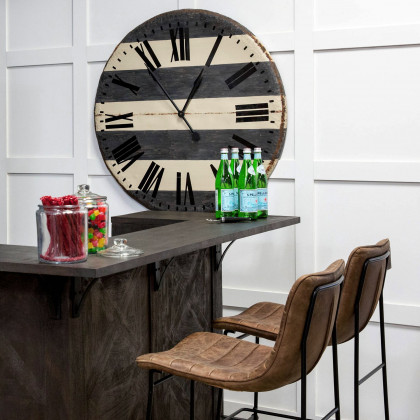 Mercana Meritt Leather Seat Bar/Counter Stool - Brown, Metal