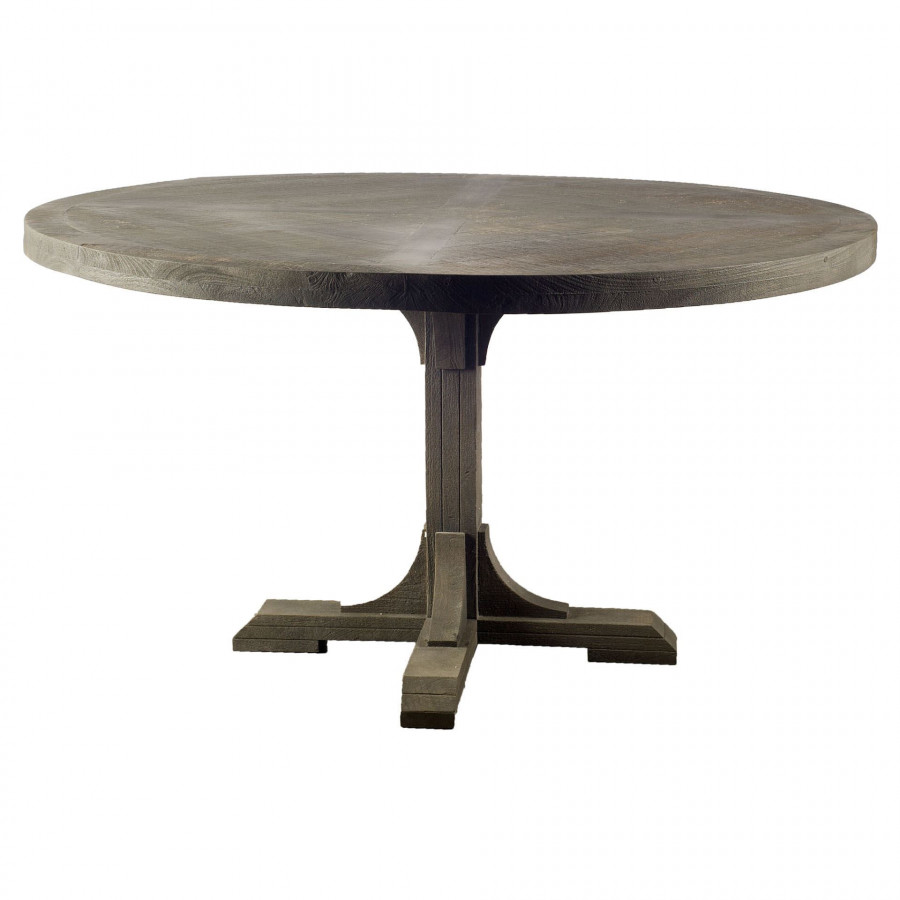 Mercana - Barrett Round Dining Table in Brown/Gray, Solid Wood